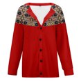 thumbnail image 4 of Fiaer,Womens Going out Oversized Button down V Neck Long Sleeve Casual Trendy Loose Fit Printed Comfy Breathable Tops Red15 L, 4 of 5