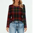 thumbnail image 4 of Nokdvo Women Sweatshirt Trendy Plaid Crew Neck Pullover Long Sleeve Casual Loose Fit T Shirts,Wine M, 4 of 5