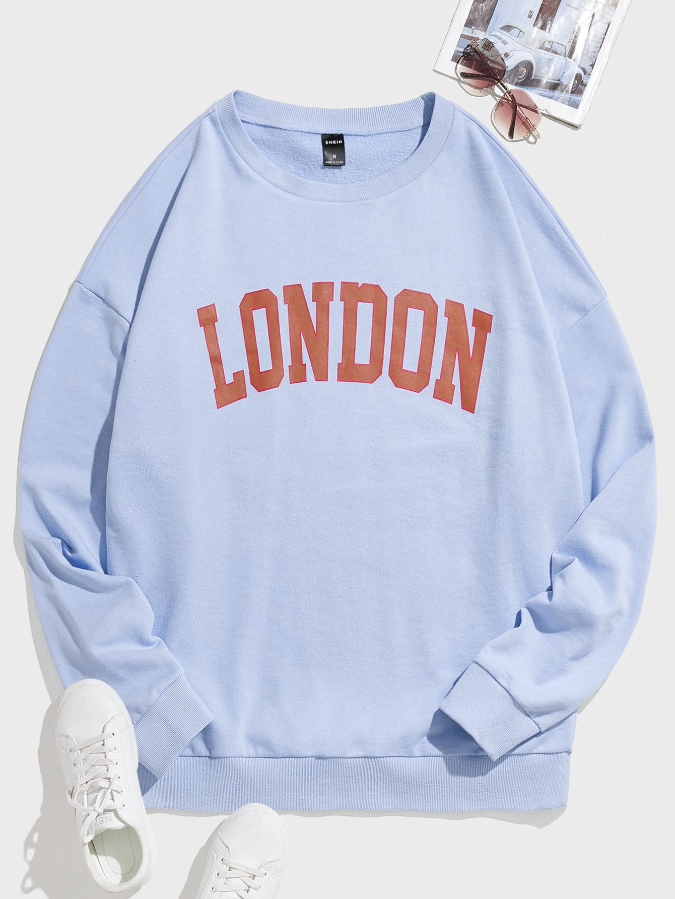 baby blue graphic sweatshirt