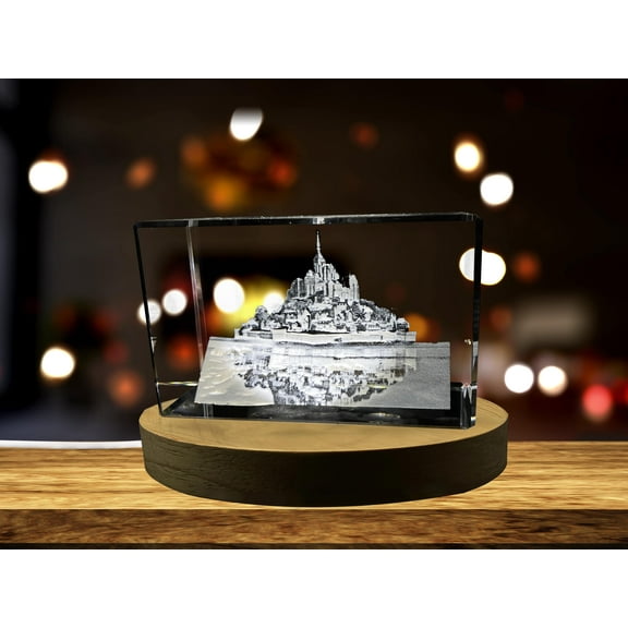 Le Mont-Saint-Michel 3D Engraved Crystal Keepsake Souvenir