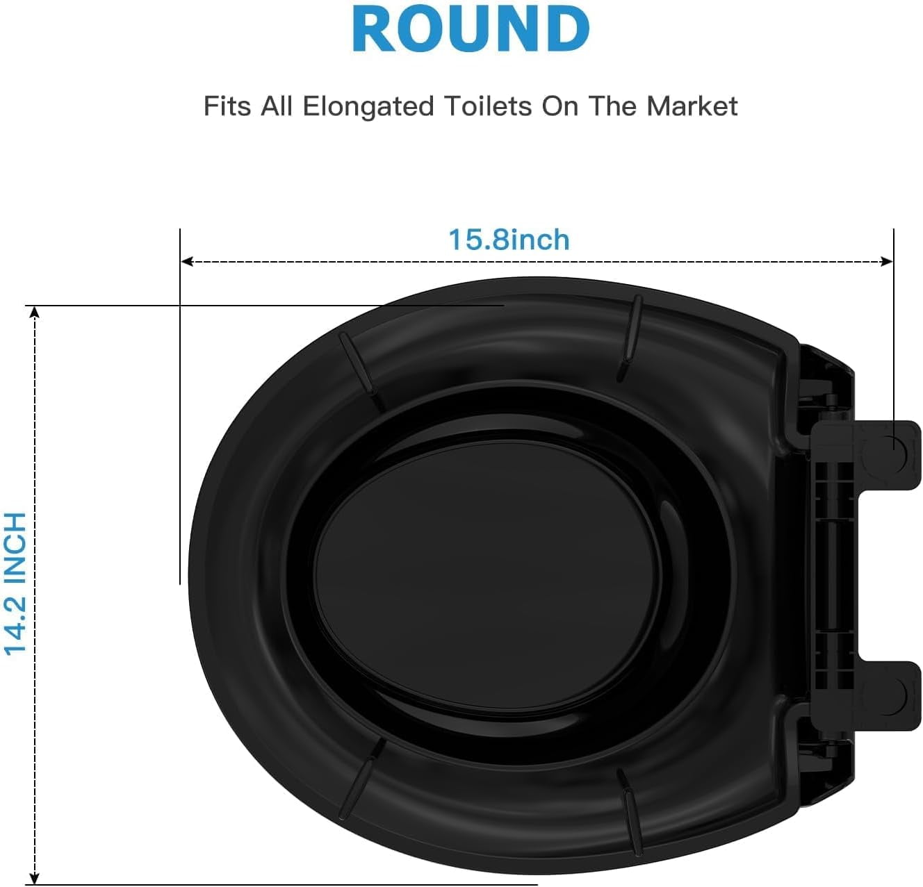 Toilet Seat, Round Toilet Seat with Toddler Seat Built in, Potty Training Toilet Seat Round Fits Both Adult and Child, Quiet-Close Lid and Seat, Black 17''