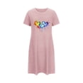 thumbnail image 5 of HomeGardon Women's Sleepwear Nightgowns for Women,Fashion Print Medium Length Dress Oversized Short Nightgown Fashion Chest Print Short Sleeve Nightdress,S-XXL, 5 of 5