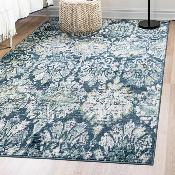 Unique Loom Sumter Collection Area Rug - Brewton (9' x 12' Rectangle Navy Blue/Blue)