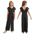 thumbnail image 5 of Jowowha Kids Girls Ruffled Wide Leg Maxi Summer Jumpsuit Playsuit Chiffon Party Rompers Overalls Black 12, 5 of 7