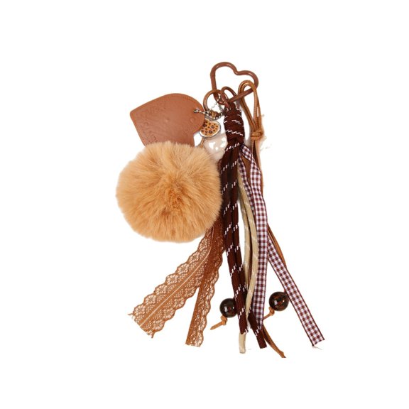 Lovely Bag Charm Pendant Keyring Heart Plush Ball Braided Rope Keychain Bag Charm for Backpack Purse Handbag Decoration