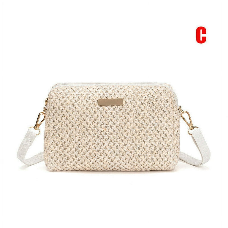 WEISIPU Womens Cross Body Bag Soft Woven Straw Shoulder Bags Ladies Summer Beach Handbag