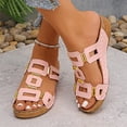 thumbnail image 2 of Rokment Geometic Wedges Slides Sandals for Women 2026 Fashion Comfortable Casual Leather Orthopedic Platform Dress Slip on Summer Shoes Pink Size 9, 2 of 5