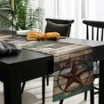 thumbnail image 4 of Western Texas Stars Cotton Linen Table Runner 18 x 72 inch Teal Brwon Vintage Wooden Plank Non-slip Rectangular Dining Table Decor for Wedding Party Holiday Dinner, 4 of 8