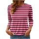 thumbnail image 2 of Heisall Women's T-Shirts 3/4 Sleeve Round Neck Loose Casual Striped Non-positional Print Spring/Autumn Fashion, 2 of 7