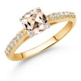 thumbnail image 2 of Gem Stone King 10K Two Tone Gold Peach Morganite and White Lab Grown Diamond Engagement Ring for Women (1.00 Cttw, Gemstone October Birthstone, Cushion 6MM, Size 5), 2 of 4