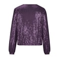 thumbnail image 6 of purcolt Women's Sparkly Sequin Jacket Casual Zip Up Long Sleeve Glitter Cropped Jacket Spring Outerwear for Work Club Party, 6 of 7