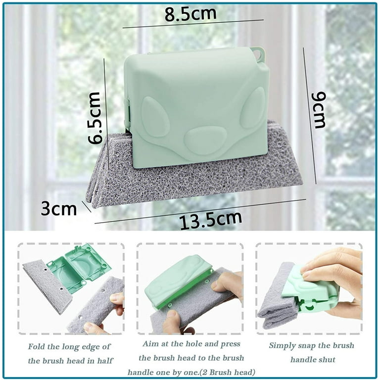 Creative Window Groove Cleaning Brush, Hand-Held Crevice Cleaner Tools, Fixed Brush Head Design Scouring Pad Material for Door, Window Slides and Gaps