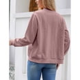 thumbnail image 5 of Women's Zip Up Cardigan Sweater Cable Outerwear Long Sleeve Casual Jacket Collar Outfits Trendy Sweatshirt Coat, Pink, XL, 5 of 9