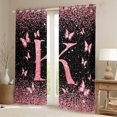 thumbnail image 2 of Homewish Initial K Letter Black Out Curtains, Black Pink Sequin Print Curtains Pack of 2 (42x63 Each), Romantic Butterfly Animal Bedroom Curtains, Black Out Curtains Decor, 2 of 6