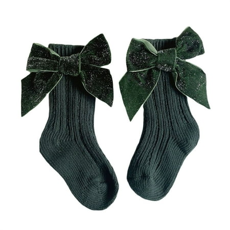 

AMILIEe Baby Girls Socks Cotton Bow Socks for Newborn Uniform Breathable Dress Socks