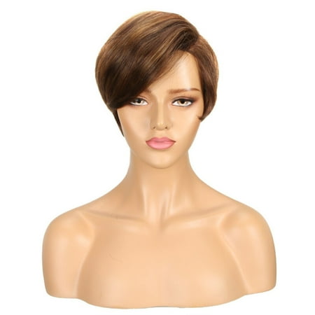 Remy Human Hair Wig - Noble Cute Short Bob Hairstyles Part Lace Human Hair Wigs For Women Bob Wig With Bang Remy Human Hair Wig Ombre Pixie Cut Wig