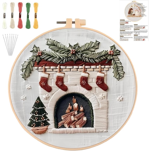 Kit de bordado con diseño de belén YOUDRN, 20 cm, para Navidad
