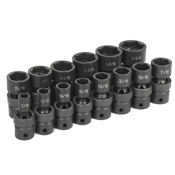 Grey Pneumatic 1314U 1/2" Drive 14 Pc. Standard Length Fract. Univ. Set