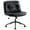 Black with Wheels, variant on EDX Armless Office Fixed Chair, Wide Ergonomic Artificial Leather Swivel Chair with Height Adjustable, Comfortable Computer Accent Chair for Living or Bed Room, Beige