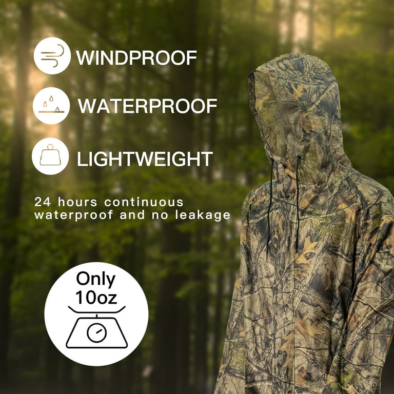 Waterproof Camouflage Rain Coat Men's Long Rain Jacket Lightweight Rainwear  Rain Poncho Outdoor Camo Shelter Ground Sheet