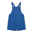 thumbnail image 6 of APEXFWDT Women's Summer Linen Cotton Short Jumpsuits Sleeveless Loose Wide Leg Overall Shorts Romper with Pockets,XL,Blue, 6 of 8