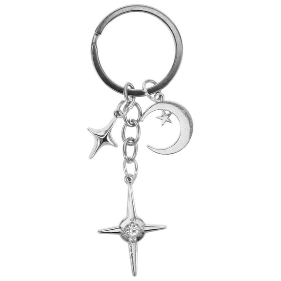 WRISTBIQUE Minimalist Star Moon Keychain Silver for Women Youth Daily Use 1Set