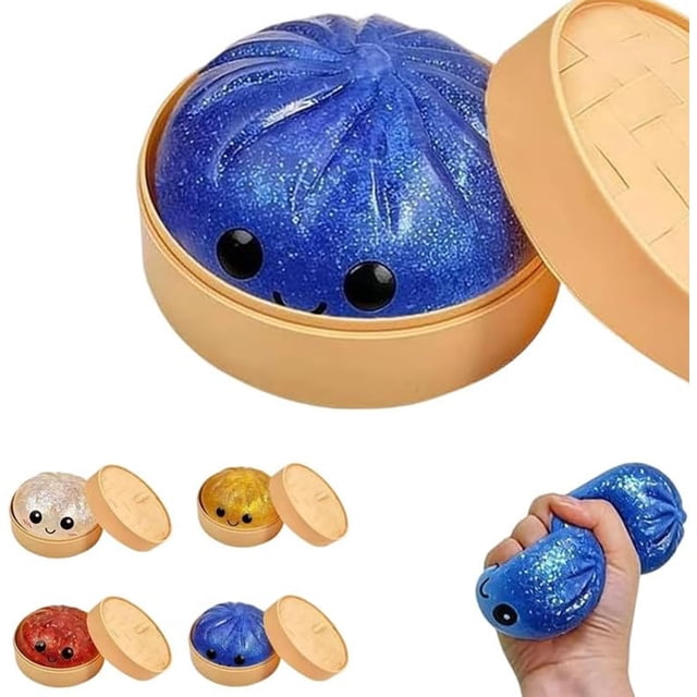Juguete Gigante Dumpling Misterioso Mystery Giant Squishies Azul Real Oficina Hogar, Bola Sensorial Anti-estrés Adulto Purpurina, Bollo Vapor Simulado, Relleno Bolsas Regalo