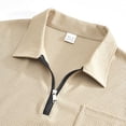 thumbnail image 6 of Men Shirts Summer Chest Pocket Zipper Lapel Short Sleeve Comfortable Polo Business Tops, 6 of 9