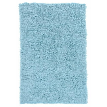Riverbay Furniture Transitional Flokati Hand Woven Wool 2'4"x4'3" Rug in Blue