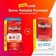 MegaRed Advanced 4in1 500mg Omega-3 Fish Krill Oil Supplements, Heart Brain Eyes Joints Health, 80 Softgels