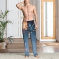 thumbnail image 6 of Lsque Gold And Blue Fireworks Print Men's Pajama Pants, Lounge Pant - Comfortable Home Wear,Elastic Waistband, Stylish Design-XX-Large, 6 of 9