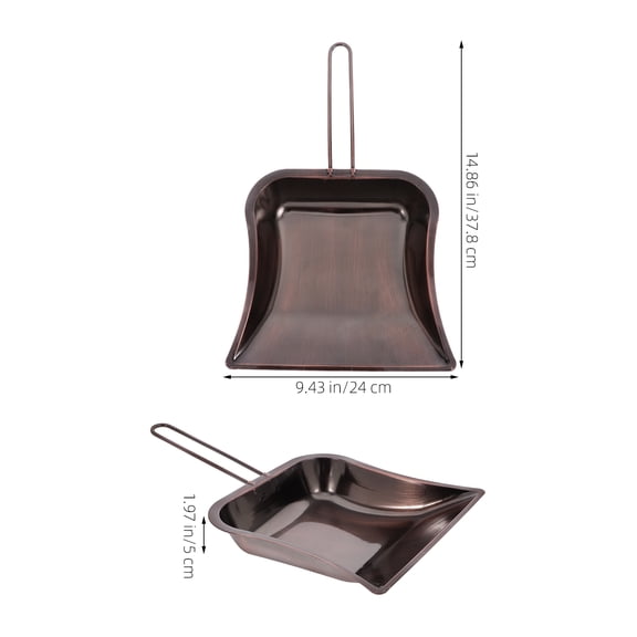 OFFIGAM Olive Brown Metal Dustpan for Workshop, Home, Tabletop, and General Cleaning Tasks with Design