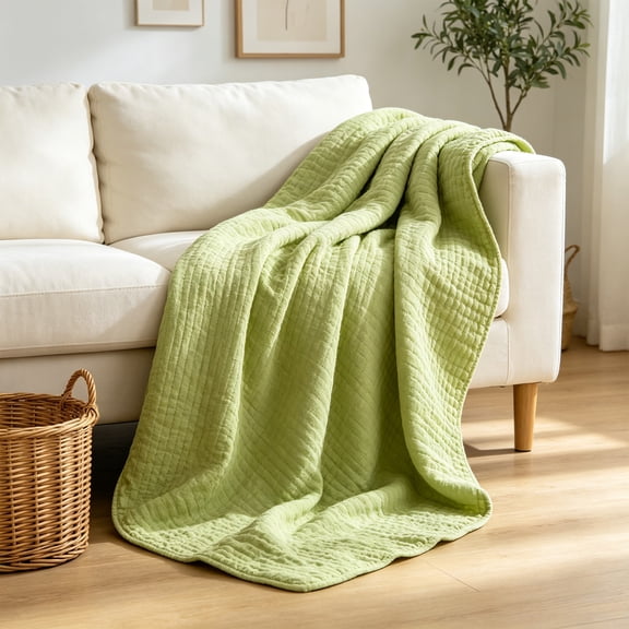 6-Layer Muslin Blanket, Lightweight Breathable Gauze Throw for Adults, Soft Summer Cotton Blanket for Couch, Bed, Nap, Travel, All-Season Home Use