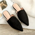 thumbnail image 4 of Women's Spring Autumn Solid Suede Pointed Toe Flat Mule Shoes, 4 of 4