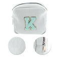 thumbnail image 4 of Unique Bargains 1 Pc Letter K Pattern Makeup Bag for Travel White Corduroy, 4 of 6