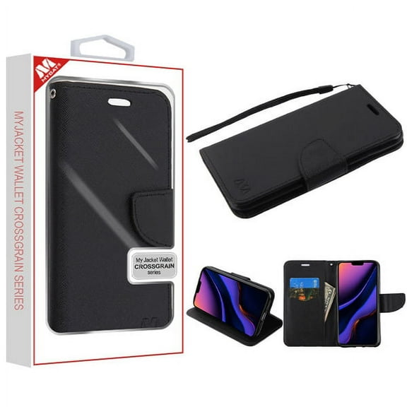 Apple iPhone 11 PRO MAX Wallet Case Phone Cover Book [Credit Card Slot] Magnetic Closure Leather Flip Wallet Stand Pouch with Wrist Hand Strap Lanyard Card Holder BLACK Case for iPhone 11 Pro Max