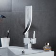 thumbnail image 2 of ZXPASRA Grifo de agua Grifo de lavabo de latón Estilo de moda Grifo de lavabo de moda simple Grifos de baño fríos y calientes Grifo de cascada retro Equipo de cocina (Plata) brillar Electrónica, 2 of 2