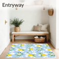 thumbnail image 3 of ODIKA 5'x7' Machine Washable Non-Slip Area Rug, Lemon Blossom Interlocking Botanical High Traffic Rug with Pad, Blue, 542147, 3 of 8