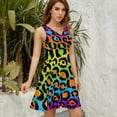 thumbnail image 5 of Neon Rainbow Leopard Print Dress Summer Street Style Dresses Female Sleeveless Printed Sundress, 5 of 7