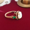 thumbnail image 4 of 14k Solid Rose Gold Opal & Emerald Statement Ring with Moissanite Accents - Dainty Promise Ring, Perfect Wedding & Anniversary Gift for Wife", 4 of 7
