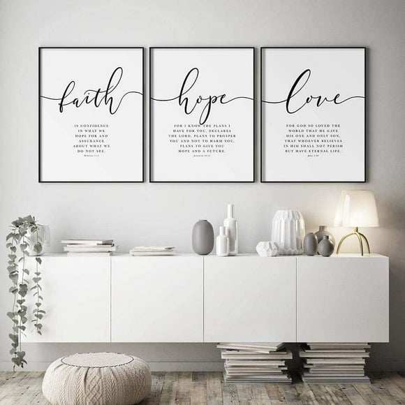 LAICAIW Bible Verse Poster and Prints Faith Hope Love Wall Art Print Christian Canvas Painting Living Room Posters on The Wall-42x60cmx3 Pcs No Frame