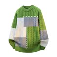 thumbnail image 5 of Men's Fashion Knit Sweater Loose Fit Round Neck Pullover Long Sleeve for Casual Everyday Wear and Winter Holiday Season,Green,M, 5 of 5