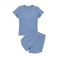 thumbnail image 5 of BUIGTTKLOP Womens Pajamas Set Soft Sleepwear Short Sleeved Shirt Elastic Shorts Two-Piece Outfit Homewear, 5 of 6