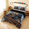 thumbnail image 2 of Erosebridal Train Full Size Comforter Sets, Steam Engine Bedding Comforter Set, Vintage Steam, Black Reversible 3pcs 1 Comforter and 2 Pillowcases, 2 of 6