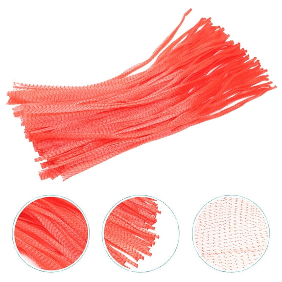HONMEET  100Pcs Reusable Red Nylon Mesh Bags for Food Storage Vegetable and Fruit Home Use