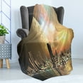 thumbnail image 4 of Cityscape Soft Flannel Fleece Throw Blanket, Utopia Islands Floating Future Cities Imaginary Fantasy Artwork Futuristic, Cozy Plush for Indoor and Outdoor Use, 50" x 60", Yellow Peach, by Ambesonne, 4 of 5