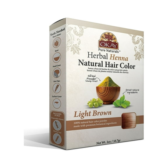 OKAY Pure Naturals Henna Natural Hair Color Light Brown - 50gr for Subtle and Natural Tones