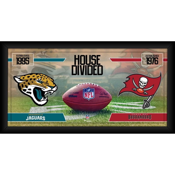 Jacksonville Jaguars vs. Tampa Bay Buccaneers Framed 10" x 20" House Divided Football Collage