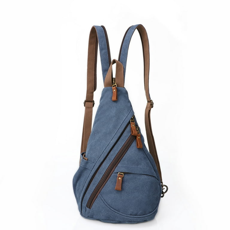 Canvas Sling Bag Casual Daypack Rucksack Small Crossbody Backpack