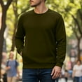 thumbnail image 5 of Tawop Mens Sweatshirt Solid-Color Long-Sleeved Round-Neck Pullover Sweatshirt Top, 5 of 9